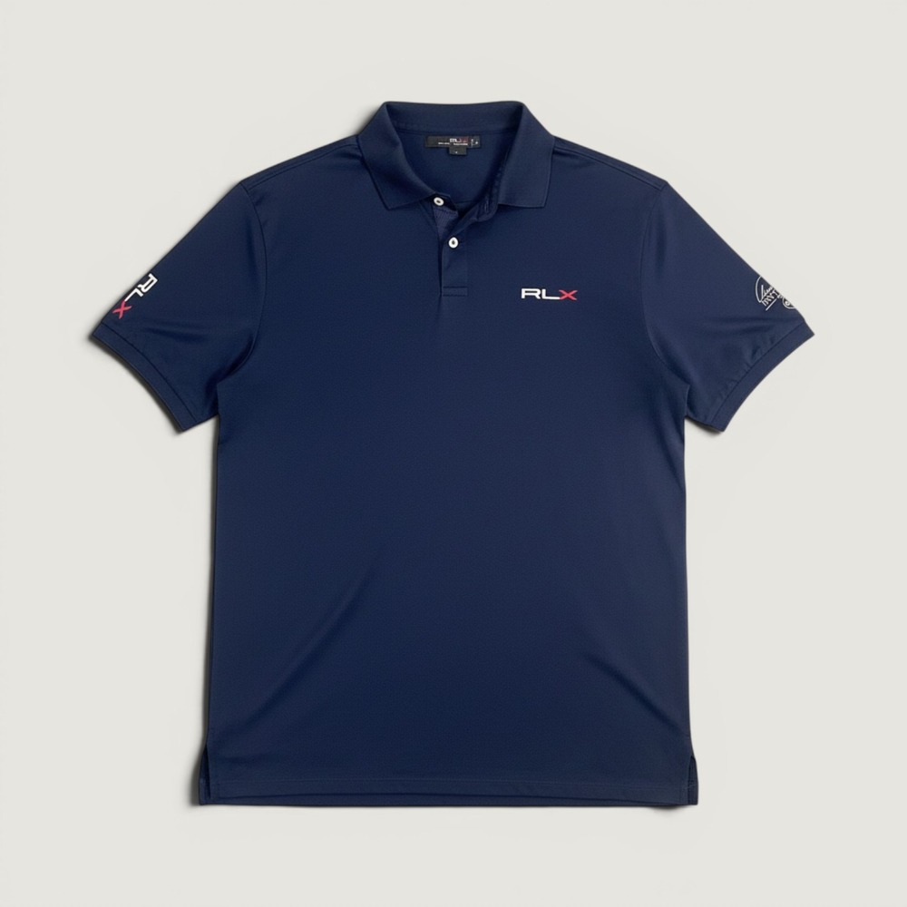 RLX Ralph Lauren Golf Polo Mens XL Navy Performance Tournament Logo Sport Top